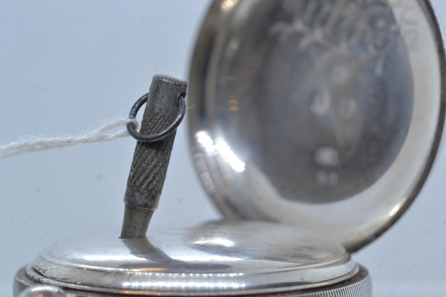 Silver pocket watch and key, HM silver  - Image 8 of 8