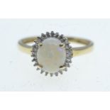 9ct gold, opal &amp; diamond cluster ring, size U, 2.85 grams