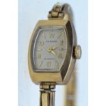 9ct gold cased ladies Premex watch,&nbsp;15 jewels, with rolled gold strap