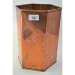 Copper hexagonal bin H28cm
