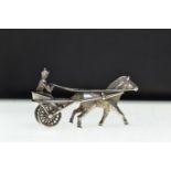 Miniature continental silver horse and cart, 55mm length