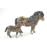 Beswick Shetland pony &amp; foal.