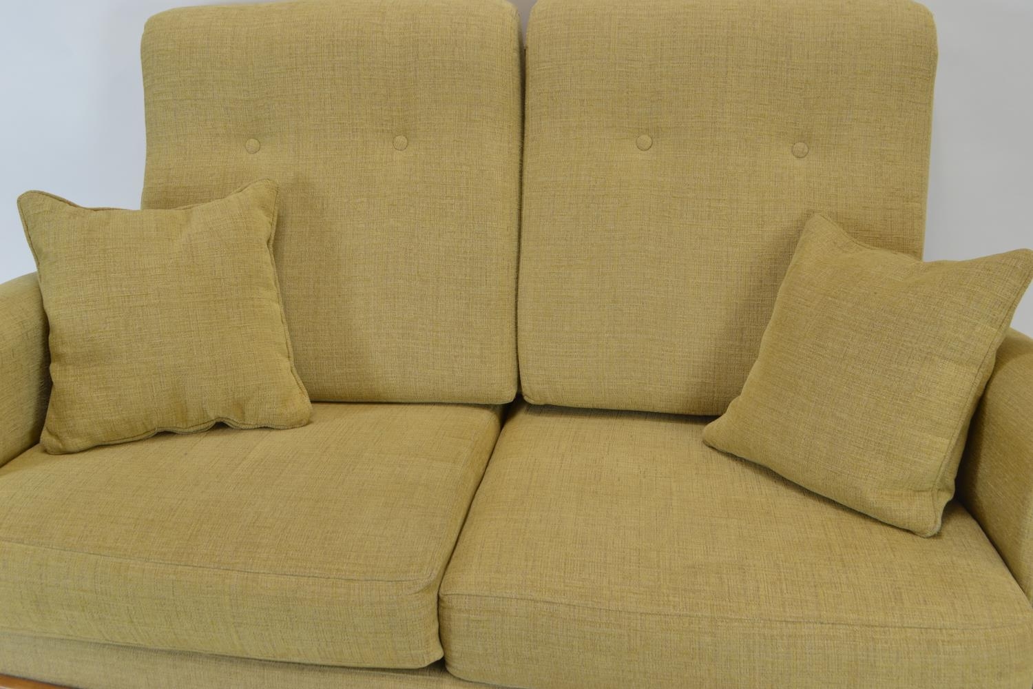 Elm framed two seater Ercol sofa in natural finish h90cm x w144cm x d70cm  - Image 3 of 4