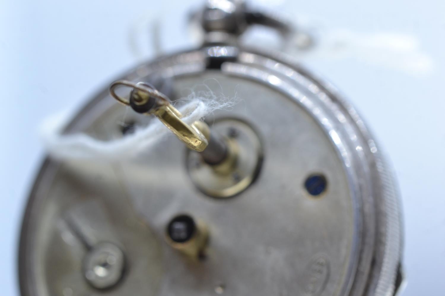 Silver pocket watch and key by Kay Worcester, Swiss made, good working order  - Image 4 of 7