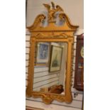 Impressive eagle topped gilt framed mirror, W80cm x H147cm