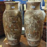 Impressive matched pair of Satsuma vases, unmarked to base, 60cm high,Â one with extensive repairs a