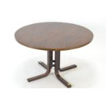 Scandinavian round side table in rosewood circa 1970's by Ganddal Mobelfabrikk with bentwood plywood
