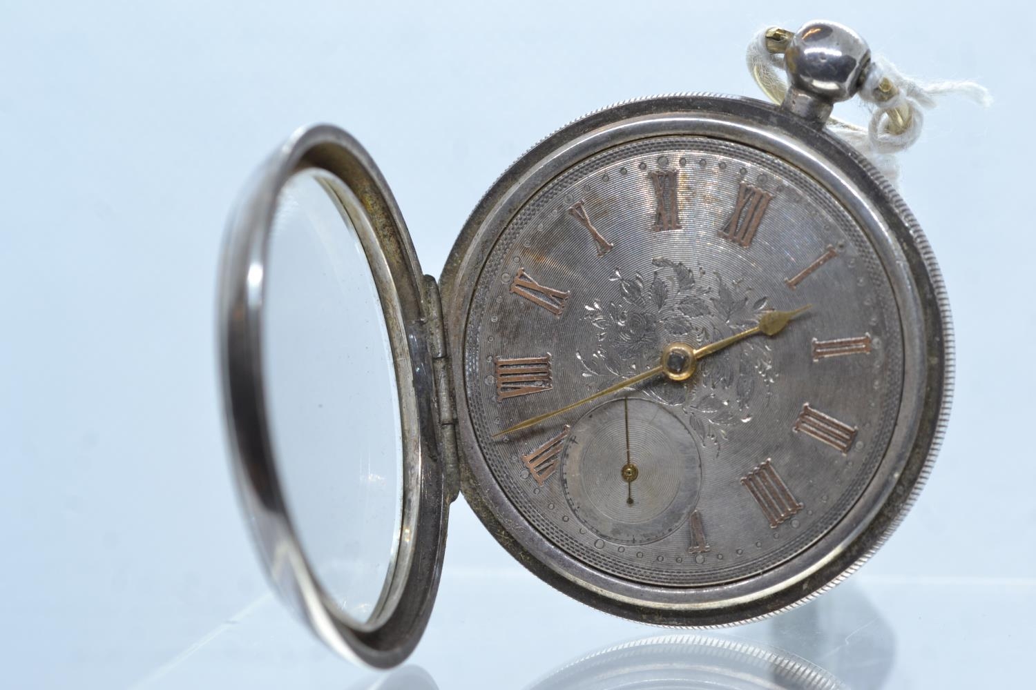 Silver pocket watch and key, HM silver  - Image 5 of 8