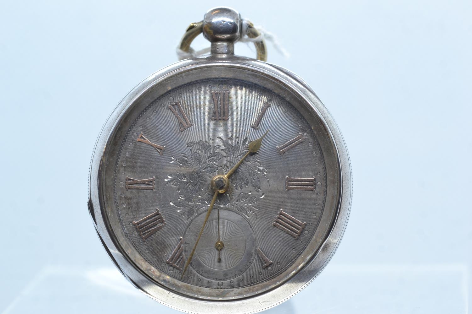 Silver pocket watch and key, HM silver  - Image 2 of 8