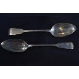 Two George III silver serving spoons, London 1807 &amp; 1810 respectively, gross weight 124 grams