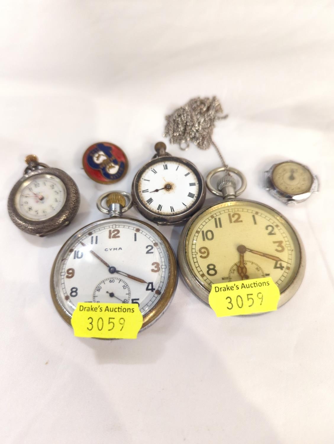 Two MoD pocket watches, small pocket watches etc. in varying conditions. 