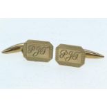 Pair of 9ct gold cufflinks, engraved with initials 'PJT', gross weight 4.3 grams