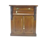 Victorian mahogany chiffonier stand, with 2 drawers over cupboard (key included)