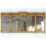 William IV style gilt triptych mirror W140cm x H63cm