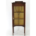 Edwardian mahogany display cabinet, with single door &amp; 2 internal shelves &amp; swag decorated p