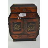 Oriental jewellery chest, with lacquered panels to doors, 29cm high