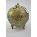 Chinese brass censor &amp; cover, height 20cm