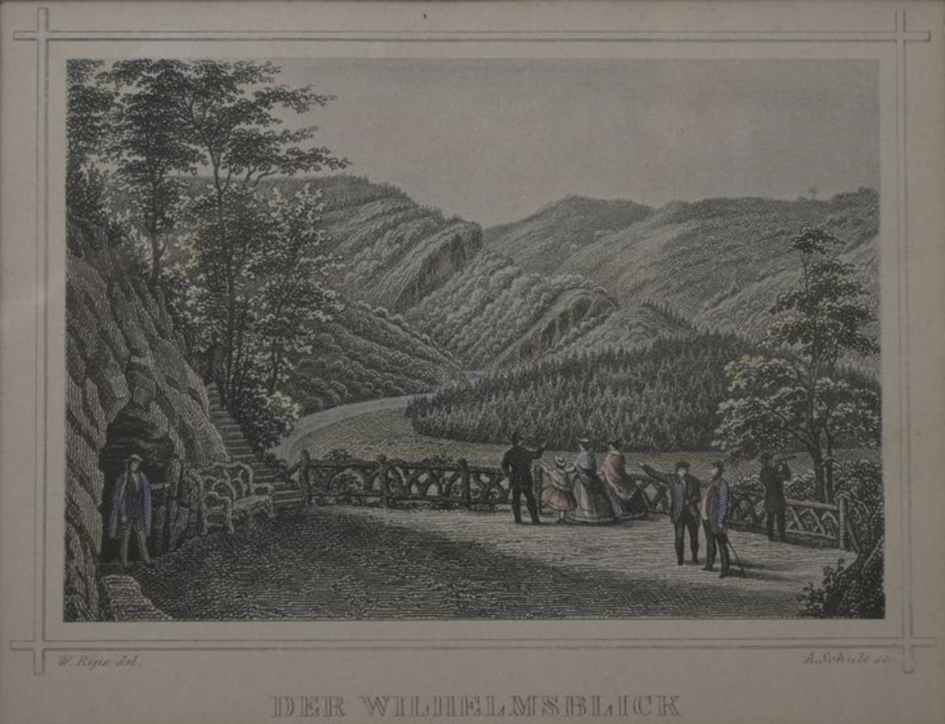 Schule, Albert. 1801-1875 LeipzigWilhelmsblick - Bodetal im Harz. Stahlstich, um 1840, Kolori