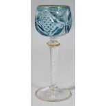 Römer, wohl Josephinenhütte, um 1920Farbloses Kristallglas mit hellblauem transparentem Üb