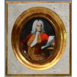 Miniaturbildnis "Georg Friedrich Händel"Holzrahmen, leichte Verschmutzung des Rahmens, linke