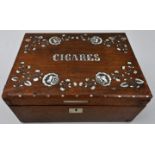 Zigarrenkästchen mit floralen PerlmutteinlagenHolz, Perlmutt Gebrauchsspuren, Sammlernummeri