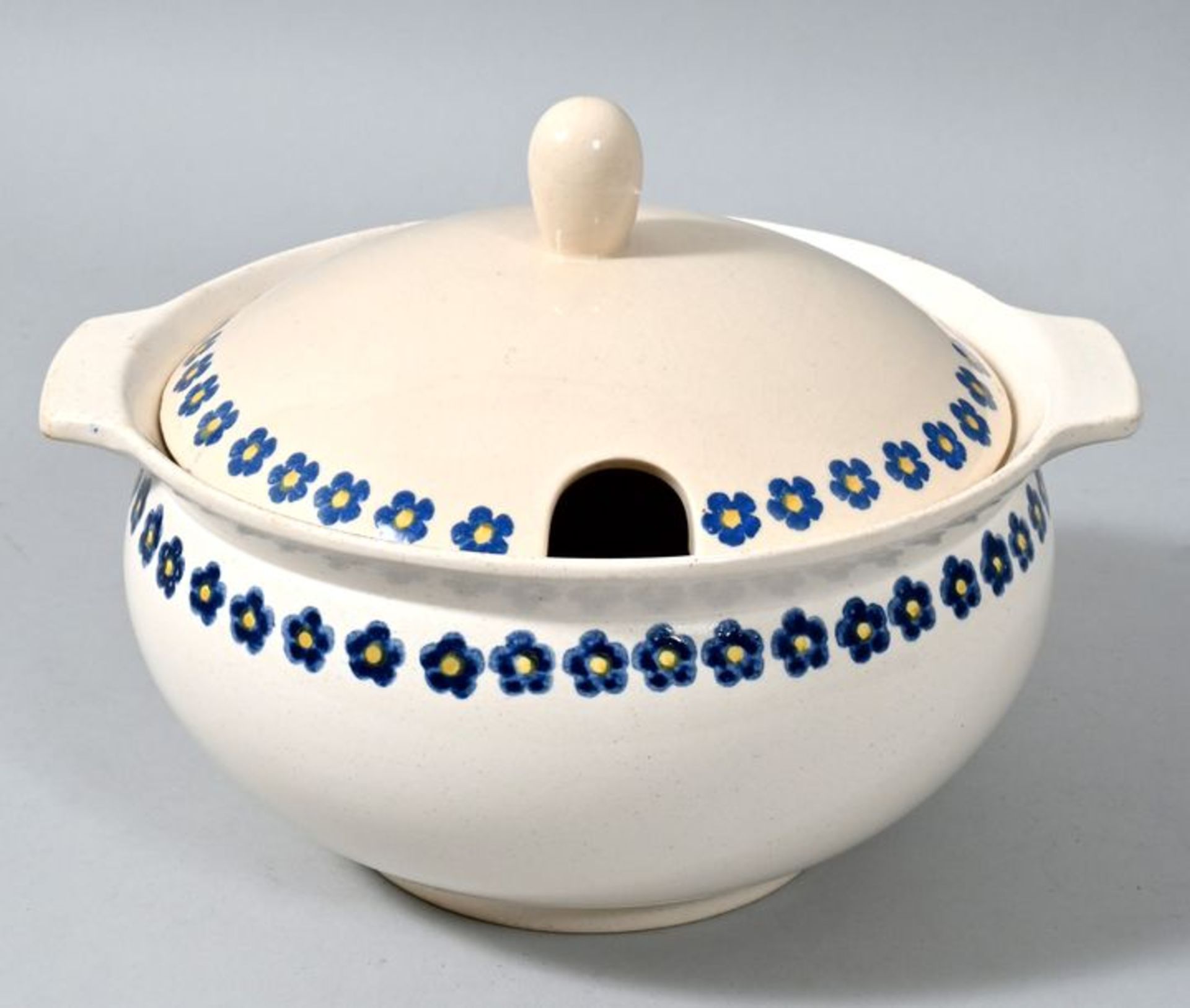 Terrine, Dresden, Villeroy & Boch, 1935-1945Steingut, Form 3301, Schwämmeldruckdekor Vergiss