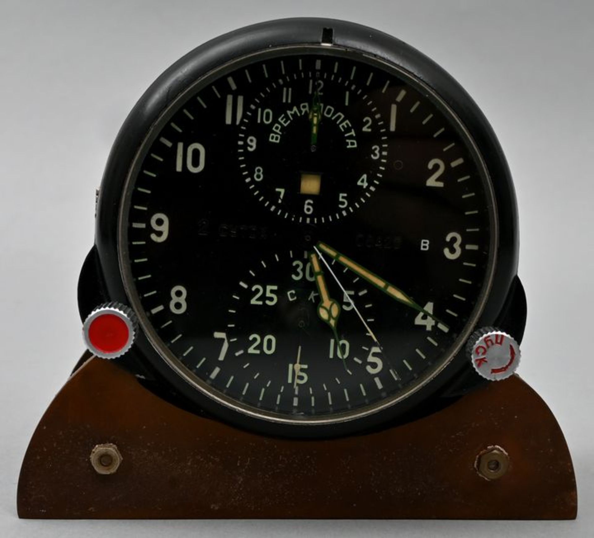 Borduhr der sowjetischen Luftwaffe für Flugzeug MIG, ca. 1970Modell ACHS-1. Chronograph. Met