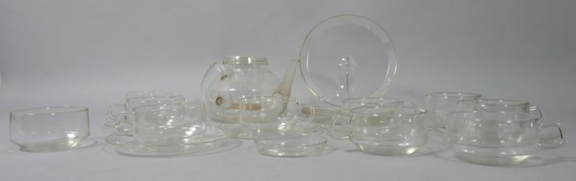 Teeservice, Jenaer Glaswerk Schott & Gen., 1960er Jahre23 Teile, feuerfestes Glas. Modell 500