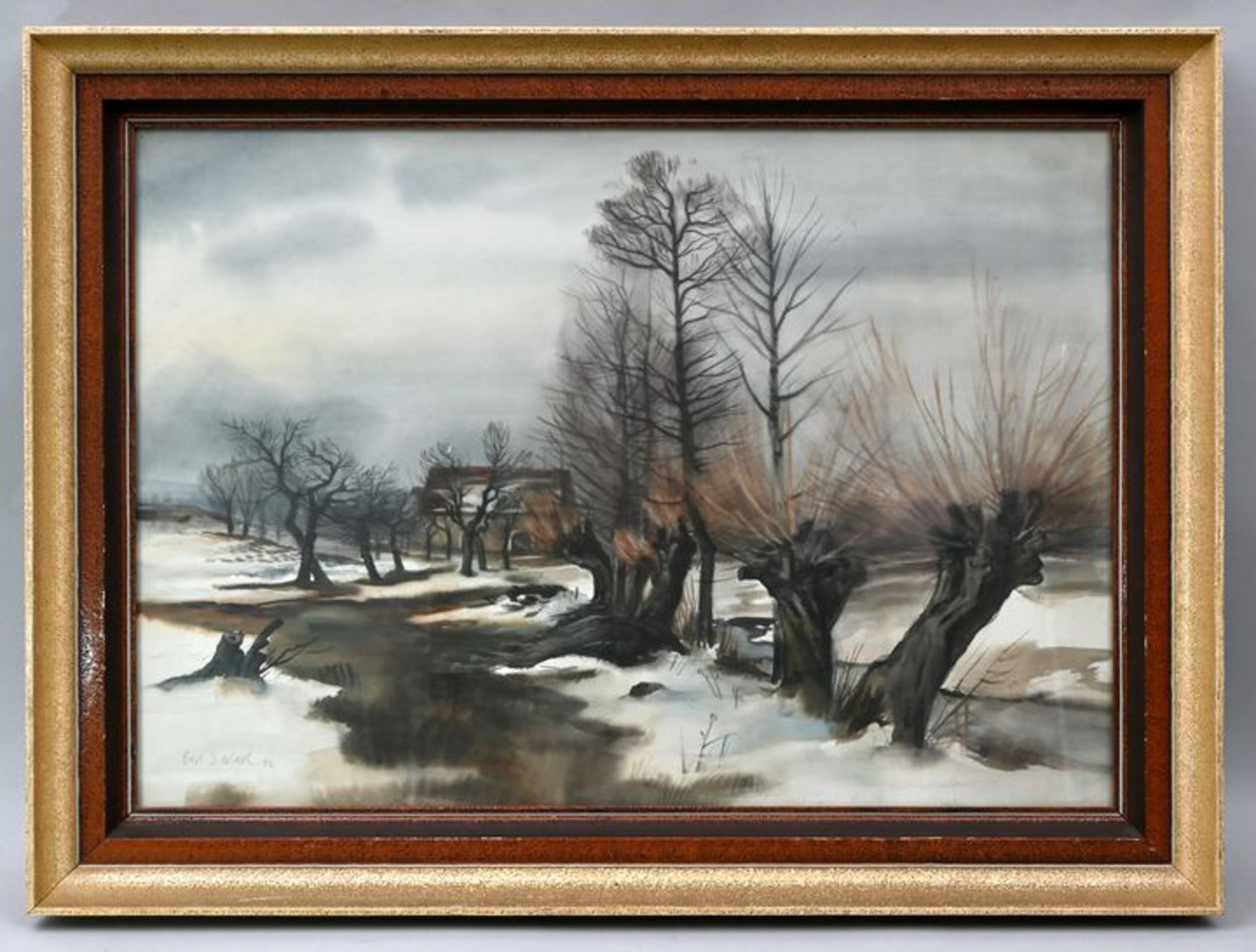 Gerlach, Erich. 1909 Dresden - 2000 ebenda."Schneeschmelze im Kaitzer Grund". Aquarell. 1942. - Bild 2 aus 3