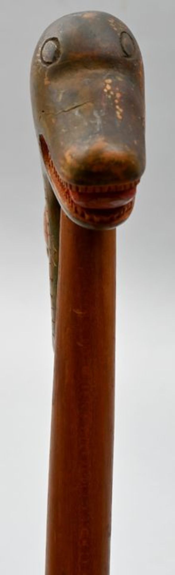 Schäferstock, Mittelmeerraum (Griechenland/Kreta), 20. Jh.Sog. Heri-Griff, Holz, beschnitzt - Bild 3 aus 3