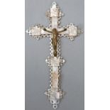 Perlmutt Kruzifix mit Christus FigurPerlmutt, Messing Sammlernummerierung auf der Rückseite,