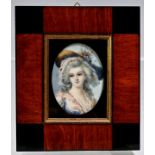 Miniatur einer Jungen Dame, 20. Jh.Holzrahmen, 13,5 x 11,5 cm Minature of a young lady, 20. c