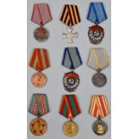 Konvolut 9 Medaillen, UdSSR, 2. H. 20. Jh.a) "Sieg über Japan 1945", Bronze/ Messing, Fünf