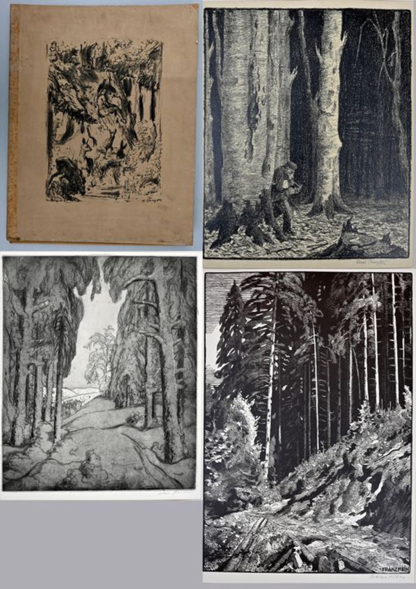 Künstlerspende für den deutschen Wald. Grafikmappe, 1924, enthält 21 Künstlergrafikenhint