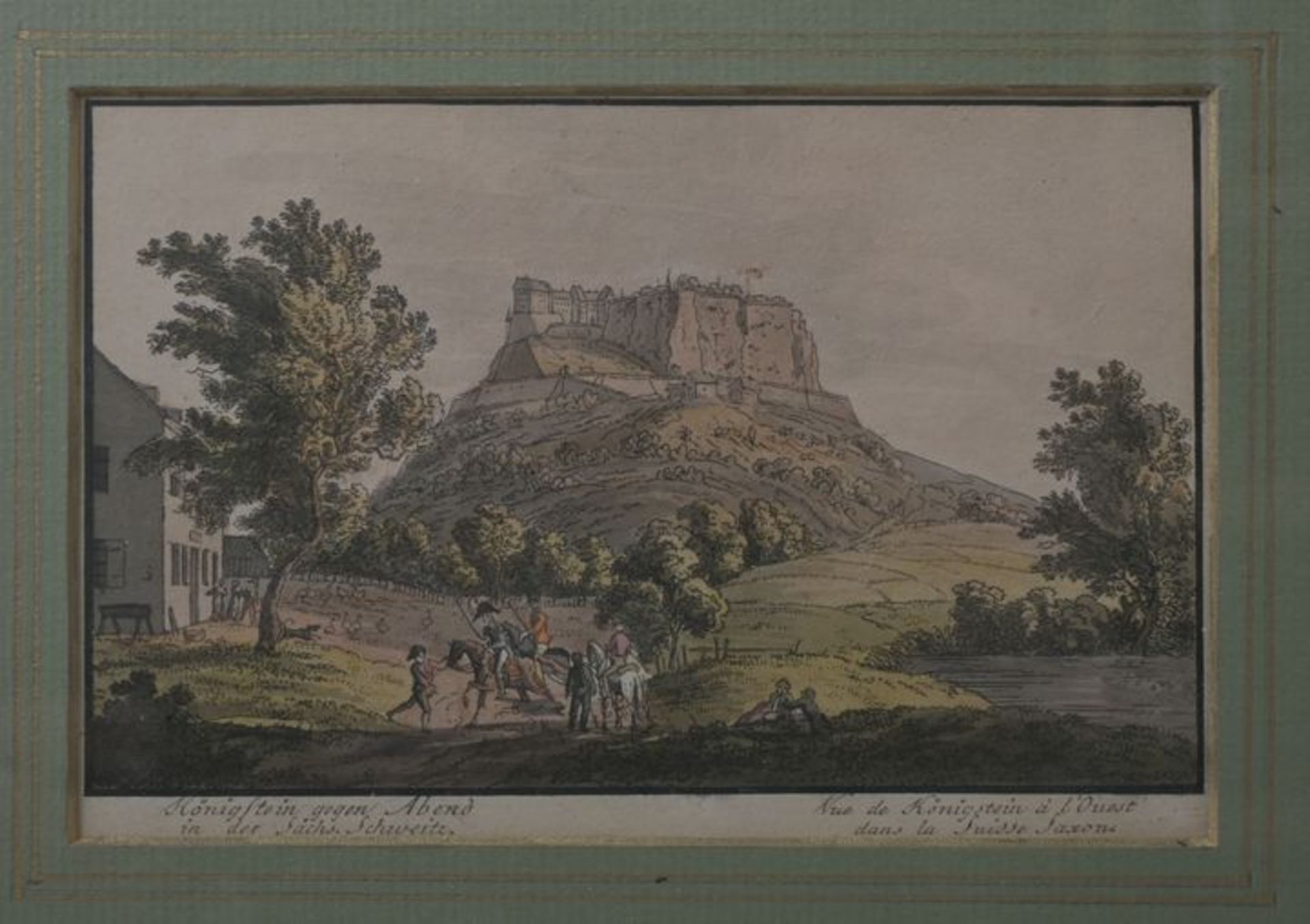 Unbekannt, um 1830Der Königstein in der Sächsischen Schweiz von der Neuen Schänke im Weste