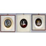 Drei Miniaturbildnisse, 20. Jh.Bildnisse Nanette Kaulta, Madame Elisabeth, Annette von Droste
