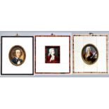 Drei Miniaturbildnisse, 20. Jh.Bildnisse von Felix Mendelssohn-Bartholdy, Georg Friedrich Hä