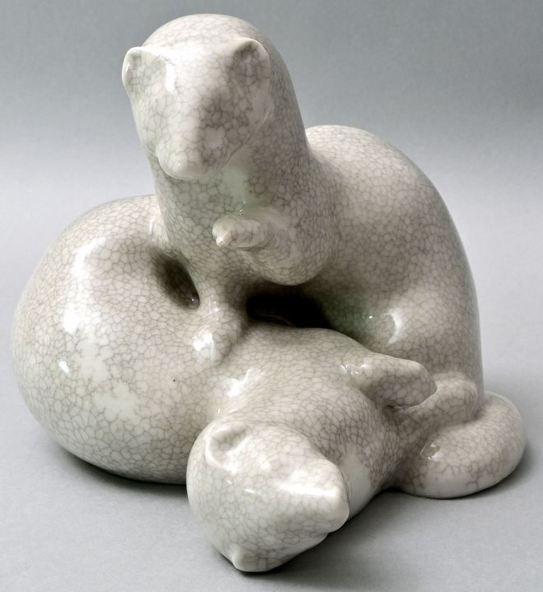 Spielende Wiesel, Porzellan / porcelain figure weasels