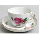 Tasse mit Untertasse Meissen rote Rose / cup and saucer