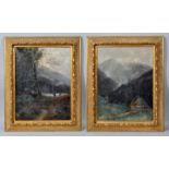 Monogrammist Paar Gemälde ''Alpen'' / paintings