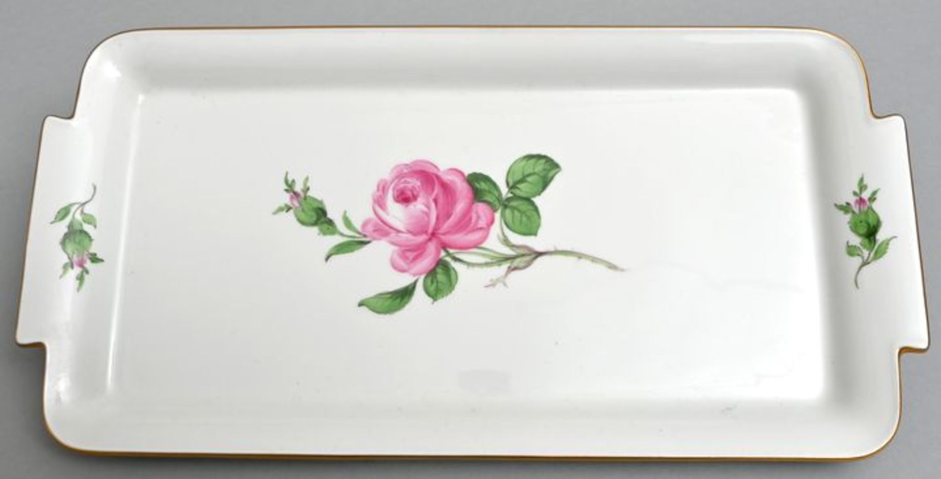 Tablett, Meissen, rote Rose/ serving plate