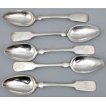 Fünf Suppenlöffel, Silber / Five spoons