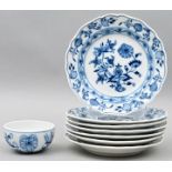 Sieben Abendbrotteller, Zuckerschale, Meissen / Seven plates and a sugar bowl, Meissen