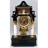 Stockuhr, Säulen/Blumen/Schwan/ mantel clock