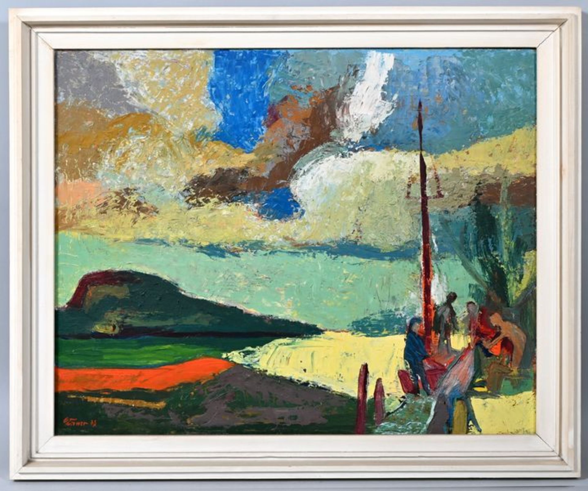 Körner, Gemälde mit Landschaft/Körner, painting with landscape