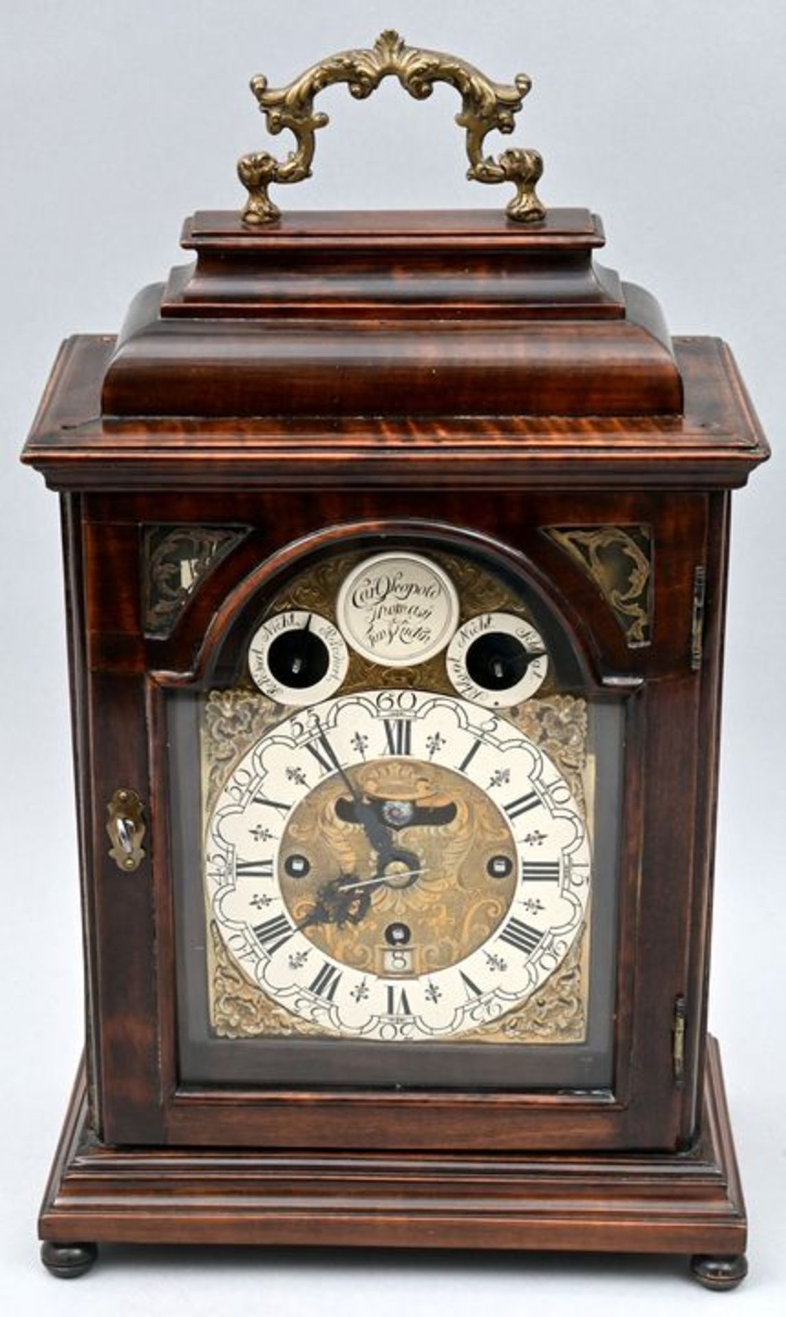 Stockuhr, dunkelbraun, Holz/ bracket clock