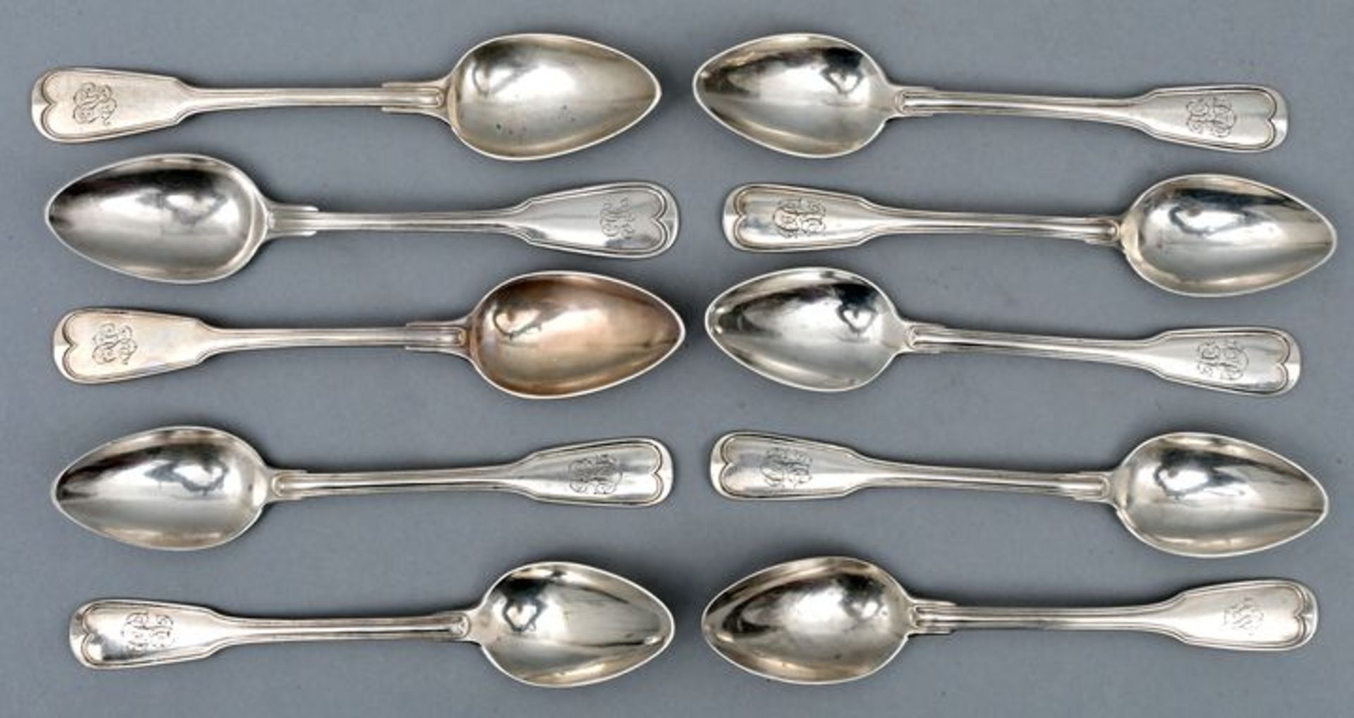 Zehn Kaffelöffel, Silber / Ten spoons