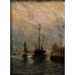 Logan (?) Gemälde, ''Segelschiffe'', gerahmt / Logan, marine painting