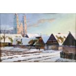 Wagler, Gemälde / Wagler, painting, view of a village