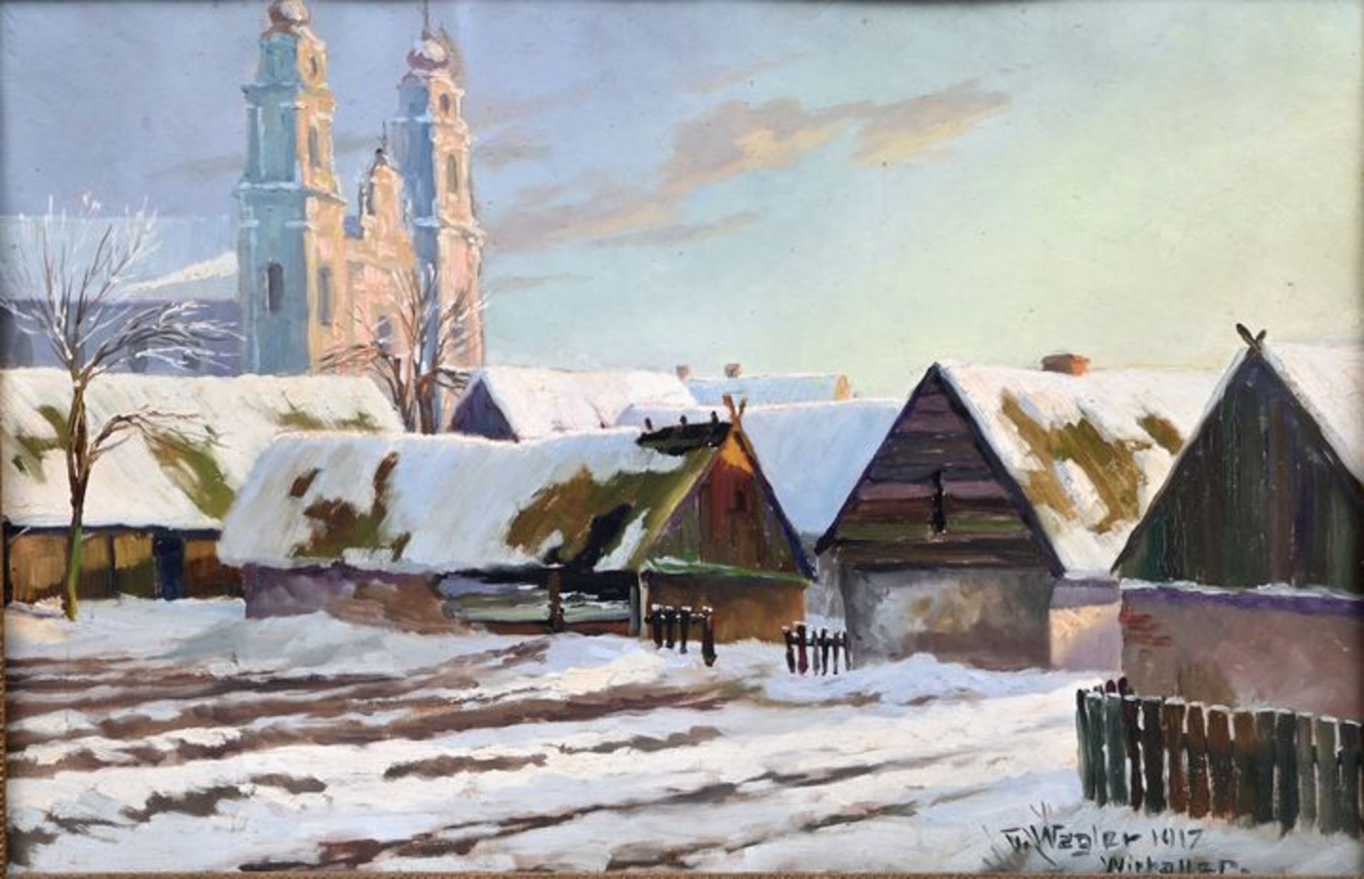 Wagler, Gemälde / Wagler, painting, view of a village